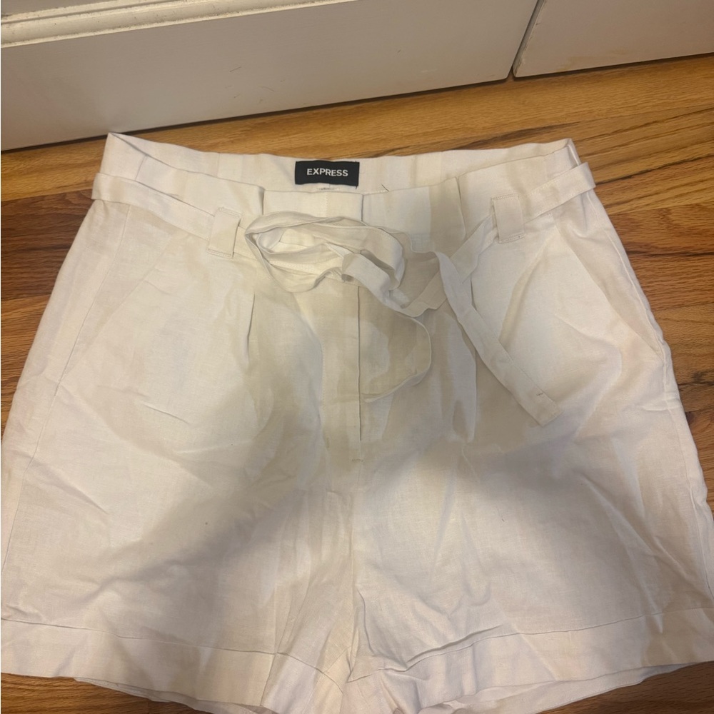 Express White High Waist Shorts with Tie-Waist